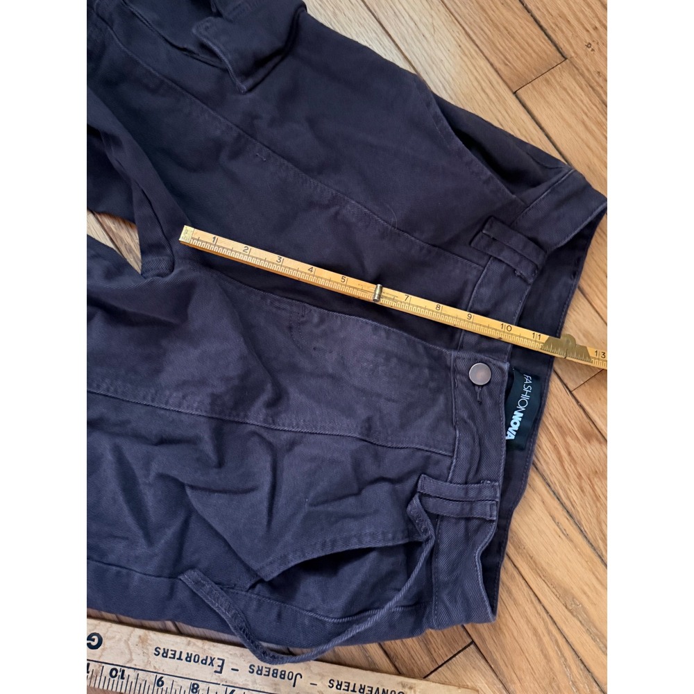 Fashion Nova Dark Brown Wide Leg Cargo Pants Strap Detail Utility Size - Picture 5 of 7